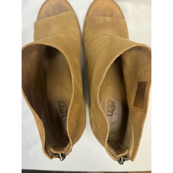 UGG Ginger Booties Open Toe Brown Suede with Suede heel Womens Size‎ 9.5 - Picture 6 of 9